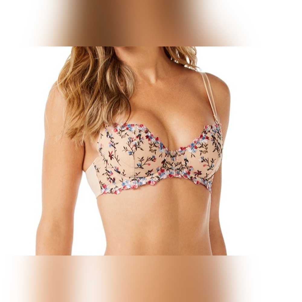 Sofia Intimates Womens Bra Embroidered Balconette Nude Floral (SIZE 36B) New